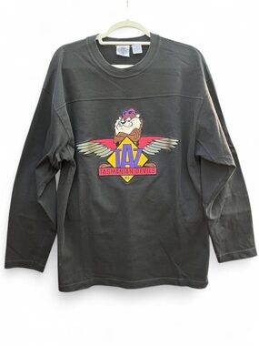 ACME Vintage Taz Winged Logo Long Sleeve Graphic Thick Tee Size M